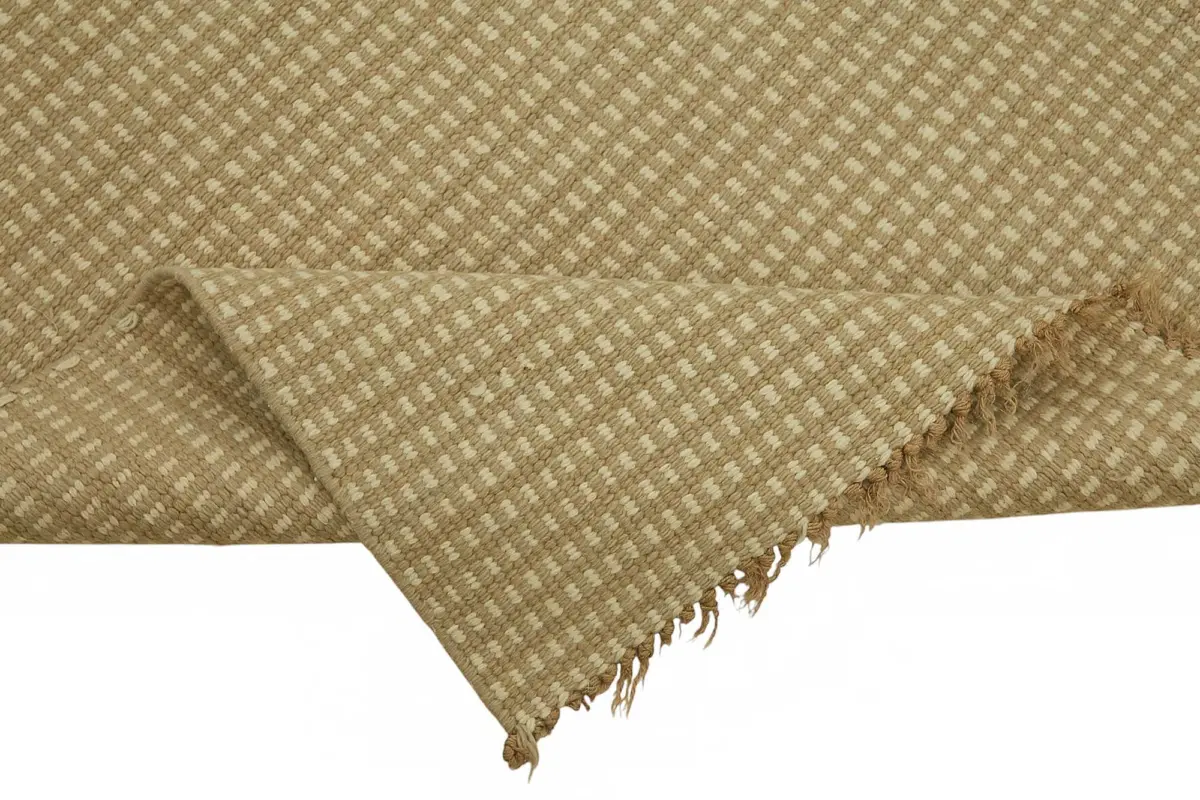 İskandinav Kahverengi Modern Dizayn Pamuk Üzerinde Yün El Dokuma Halı-178x210 - Görsel 6