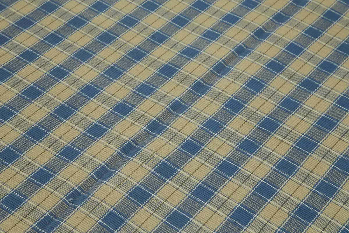 İskandinav Mavi Modern Dizayn Pamuk Üzerine Yün El Dokuma Halı-181x263 - Görsel 5