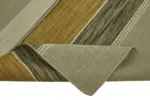 İskandinav Bej Çizgili Pamuk Üzerine Yün El Dokuma Halı-150x253 - Görsel 6