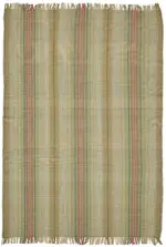 İskandinav Bej Çizgili Pamuk Üzerine Yün El Dokuma Halı-180x252