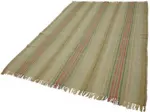 İskandinav Bej Çizgili Pamuk Üzerine Yün El Dokuma Halı-180x252 - Görsel 3