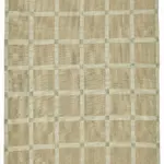 İskandinav Bej Çizgili Kare Desen Pamuk Üzerine Yün El Dokuma Halı-171x274