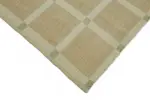 İskandinav Bej Çizgili Kare Desen Pamuk Üzerine Yün El Dokuma Halı-171x274 - Görsel 4