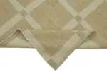 İskandinav Bej Çizgili Kare Desen Pamuk Üzerine Yün El Dokuma Halı-171x274 - Görsel 6