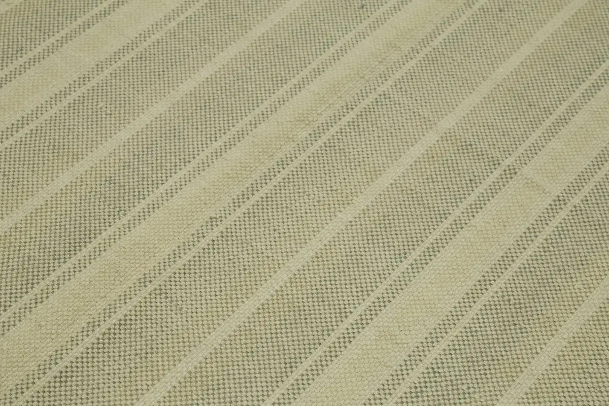 İskandinav Bej Çizgili Pamuk Üzerine Yün El Dokuma Halı-181x286 - Görsel 5