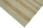 İskandinav Bej Çizgili Pamuk Üzerine Yün El Dokuma Halı-150x241 - Görsel 4