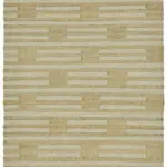 İskandinav Bej Çizgili Pamuk Üzerine Yün El Dokuma Halı-150x241