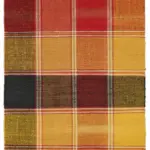 İskandinav Multi Renk Çizgili Kare Desen Pamuk Üzerine Yün El Dokuma Halı-181x300