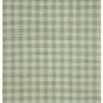 İskandinav Yeşil Çizgili Pamuk Üzerine Yün El Dokuma Halı-180x256