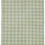 İskandinav Yeşil Çizgili Pamuk Üzerine Yün El Dokuma Halı-178x266