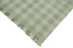 İskandinav Yeşil Çizgili Pamuk Üzerine Yün El Dokuma Halı-180x258 - Görsel 4