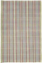 İskandinav Bej Çizgili Pamuk Üzerine Yün El Dokuma Halı-180x254