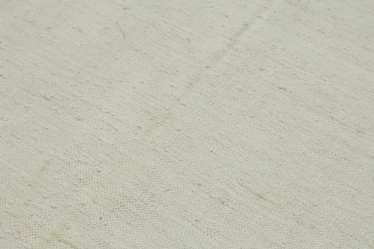 İskandinav Bej Çizgili Pamuk Üzerine Yün El Dokuma Halı-180x270 - Görsel 5