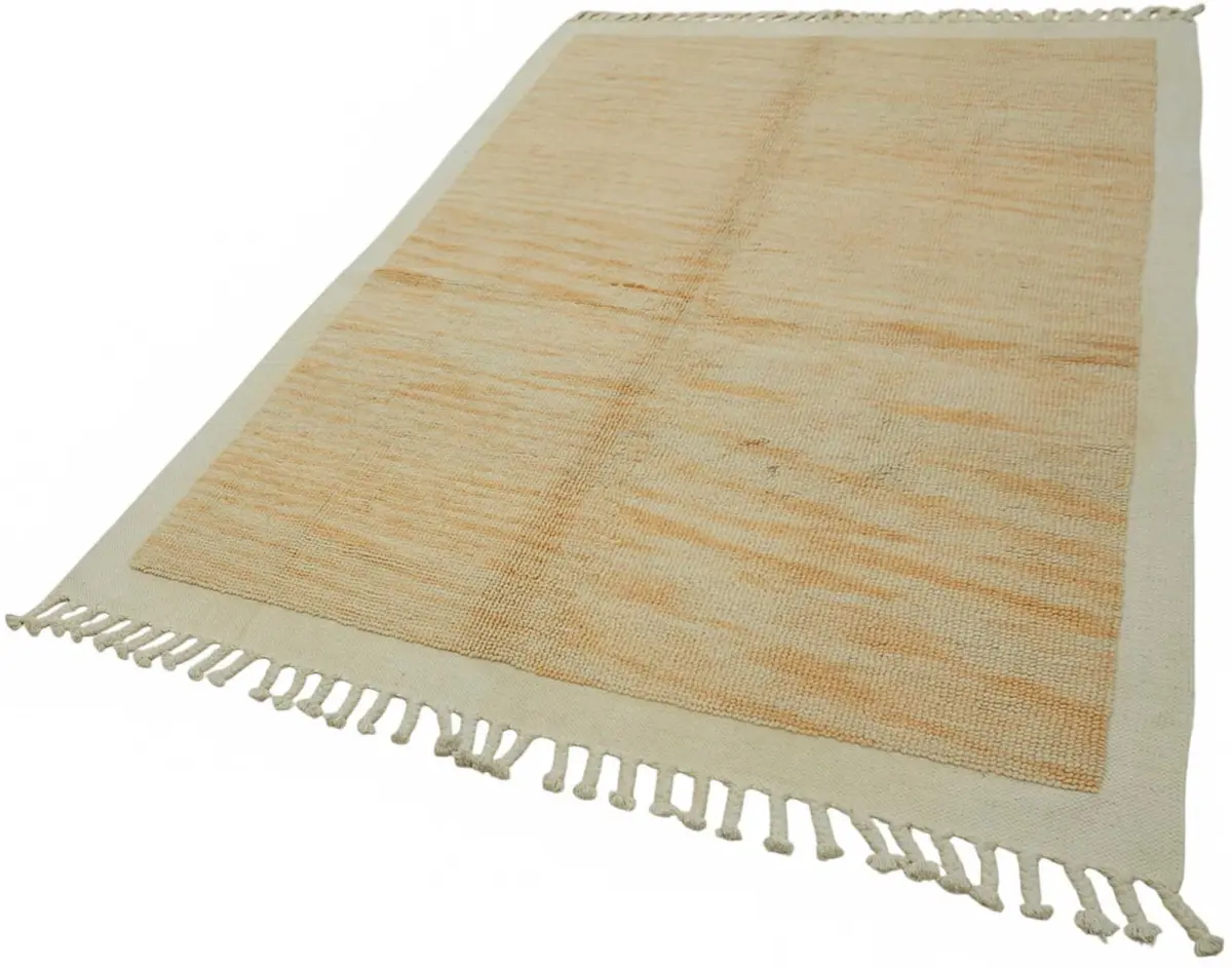 İskandinav Turuncu Modern Dizayn Pamuk Üzerinde Yün El Dokuma Halı-175x267 - Görsel 3