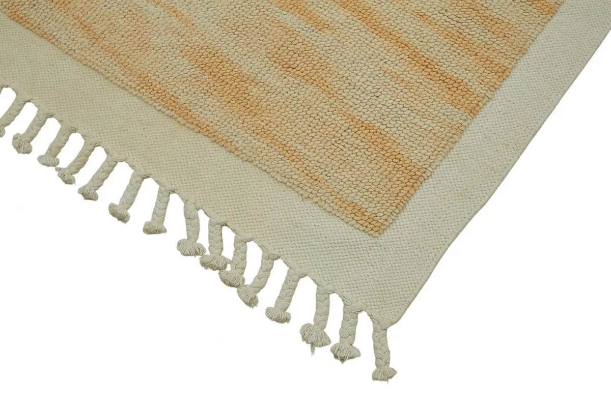 İskandinav Turuncu Modern Dizayn Pamuk Üzerinde Yün El Dokuma Halı-175x267 - Görsel 4