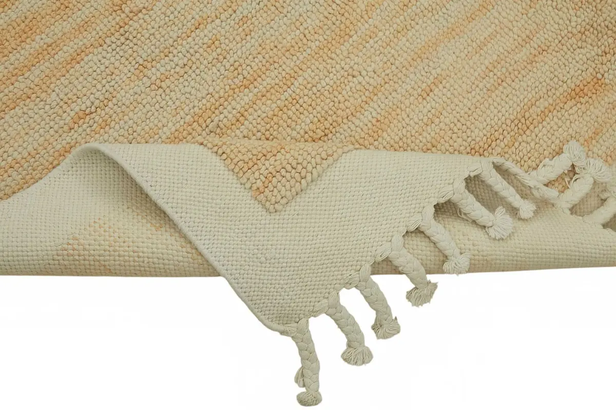 İskandinav Turuncu Modern Dizayn Pamuk Üzerinde Yün El Dokuma Halı-175x267 - Görsel 6