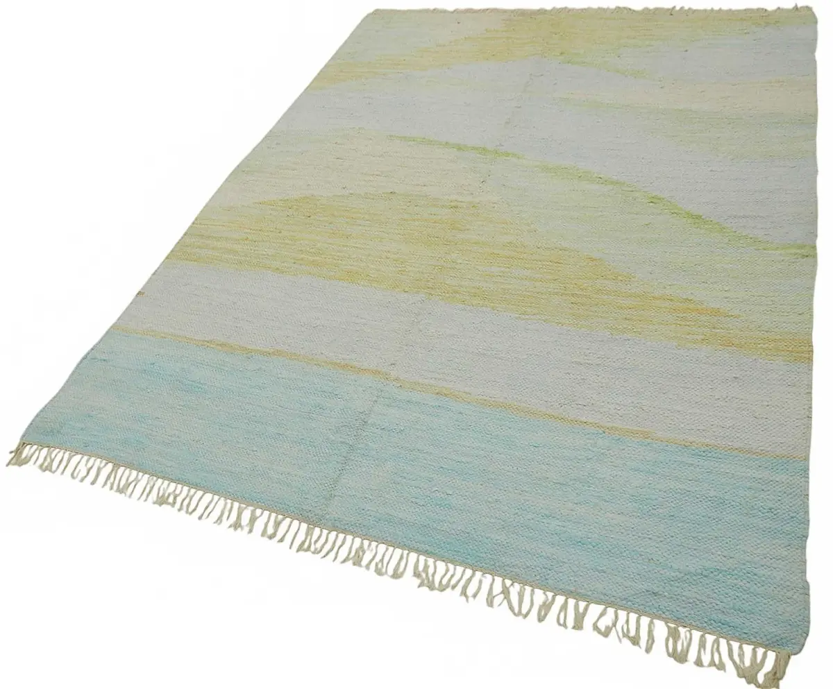 İskandinav Multi Renk Modern Dizayn Pamuk Üzerinde Yün El Dokuma Halı-170x248 - Görsel 3