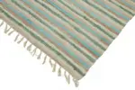 İskandinav Multi Renk Çizgili Pamuk Üzerinde Yün El Dokuma Halı-178x264 - Görsel 4