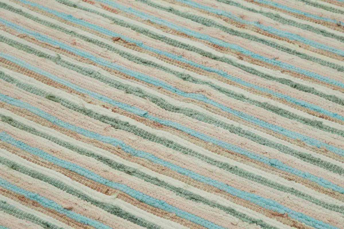 İskandinav Multi Renk Çizgili Pamuk Üzerinde Yün El Dokuma Halı-178x264 - Görsel 5