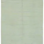 İskandinav Yeşil Çizgili Pamuk Üzerine Yün El Dokuma Halı-170x271