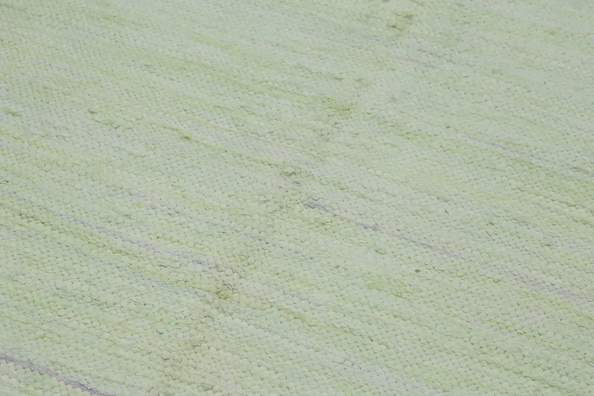 İskandinav Yeşil Çizgili Pamuk Üzerine Yün El Dokuma Halı-170x271 - Görsel 5