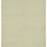 İskandinav Bej Çizgili Pamuk Üzerine Yün El Dokuma Halı-180x273