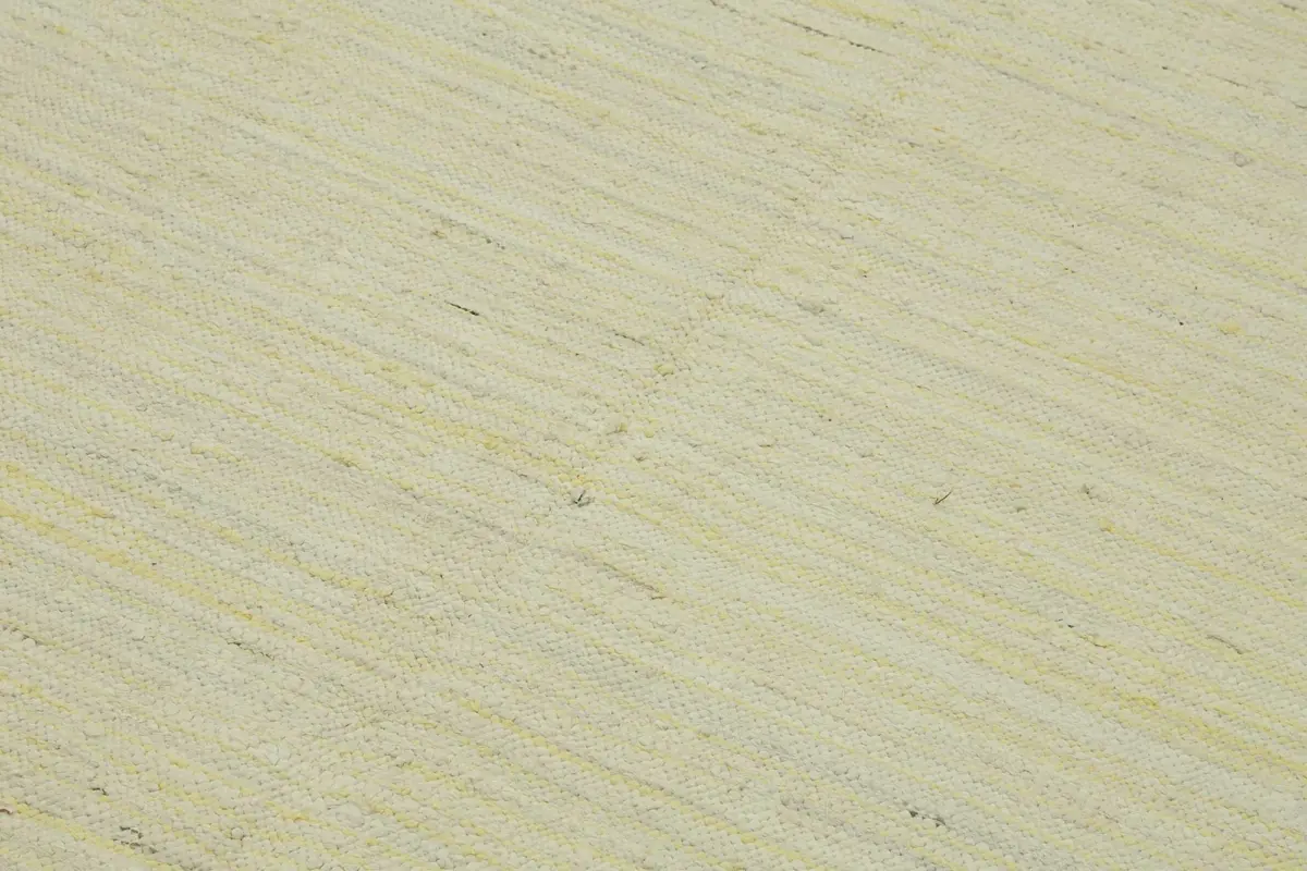 İskandinav Bej Çizgili Pamuk Üzerine Yün El Dokuma Halı-180x273 - Görsel 5