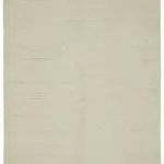 İskandinav Bej Çizgili Pamuk Üzerine Yün El Dokuma Halı-178x267