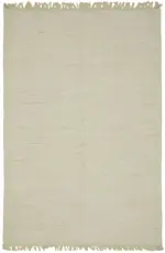 İskandinav Bej Çizgili Pamuk Üzerine Yün El Dokuma Halı-178x267