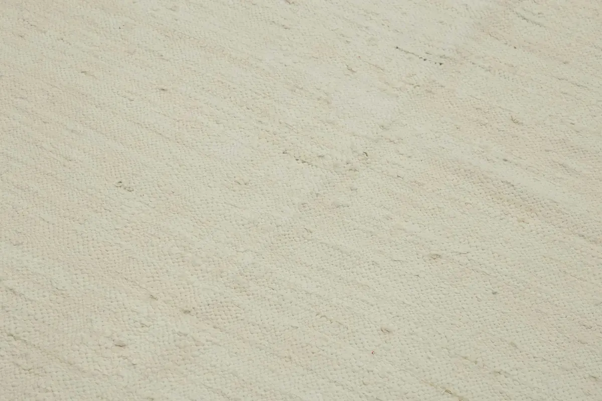 İskandinav Bej Çizgili Pamuk Üzerine Yün El Dokuma Halı-178x267 - Görsel 5