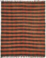 İskandinav Kırmızı Çizgili Pamuk Üzerine Yün El Dokuma Halı-191x233