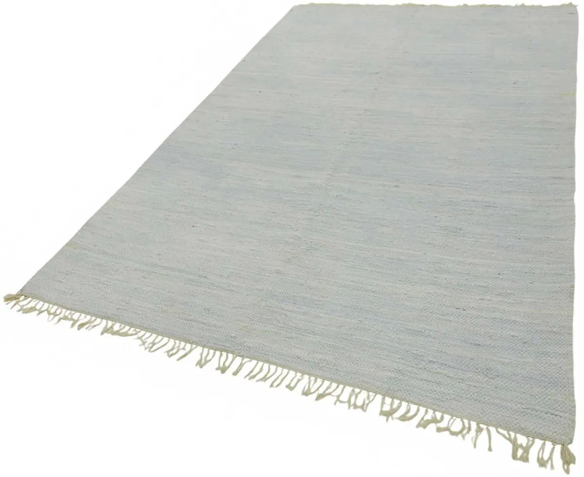 İskandinav Mor Çizgili Pamuk Üzerine Yün El Dokuma Halı-170x270 - Görsel 3