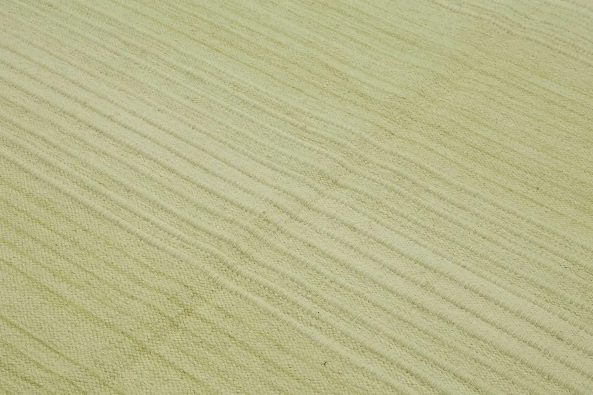 İskandinav Yeşil Çizgili Pamuk Üzerine Yün El Dokuma Halı-190x270 - Görsel 5