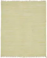 İskandinav Sarı Çizgili Pamuk Üzerine Yün El Dokuma Halı-240x292