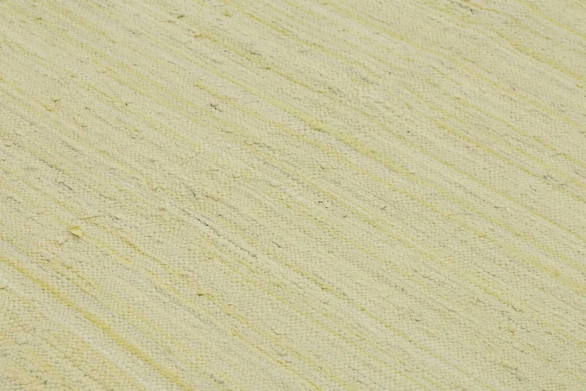 İskandinav Sarı Çizgili Pamuk Üzerine Yün El Dokuma Halı-240x292 - Görsel 5