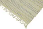 İskandinav Bej Çizgili Pamuk Üzerine Yün El Dokuma Halı-245x290 - Görsel 4