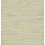 İskandinav Bej Çizgili Pamuk Üzerine Yün El Dokuma Halı-234x297