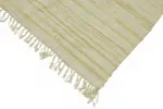 İskandinav Bej Çizgili Pamuk Üzerine Yün El Dokuma Halı-234x297 - Görsel 4