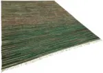 İskandinav Yeşil Çizgili Pamuk Üzerine Yün El Dokuma Halı-242x305 - Görsel 2