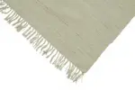 İskandinav Bej Çizgili Pamuk Üzerine Yün El Dokuma Halı-237x288 - Görsel 4