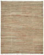 İskandinav Kırmızı Çizgili Pamuk Üzerine Yün El Dokuma Halı-240x297