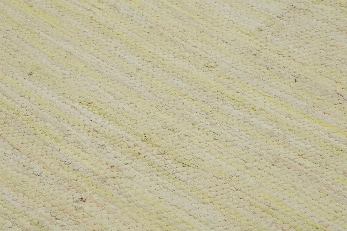 İskandinav Bej Çizgili Pamuk Üzerine Yün El Dokuma Halı-244x290 - Görsel 5