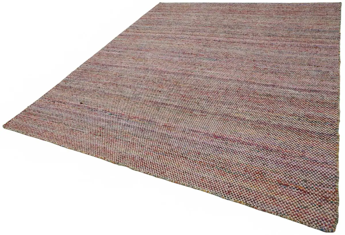 İskandinav Kırmızı Modern Dizayn Pamuk Üzerine Yün El Dokuma Halı-236x298 - Görsel 3