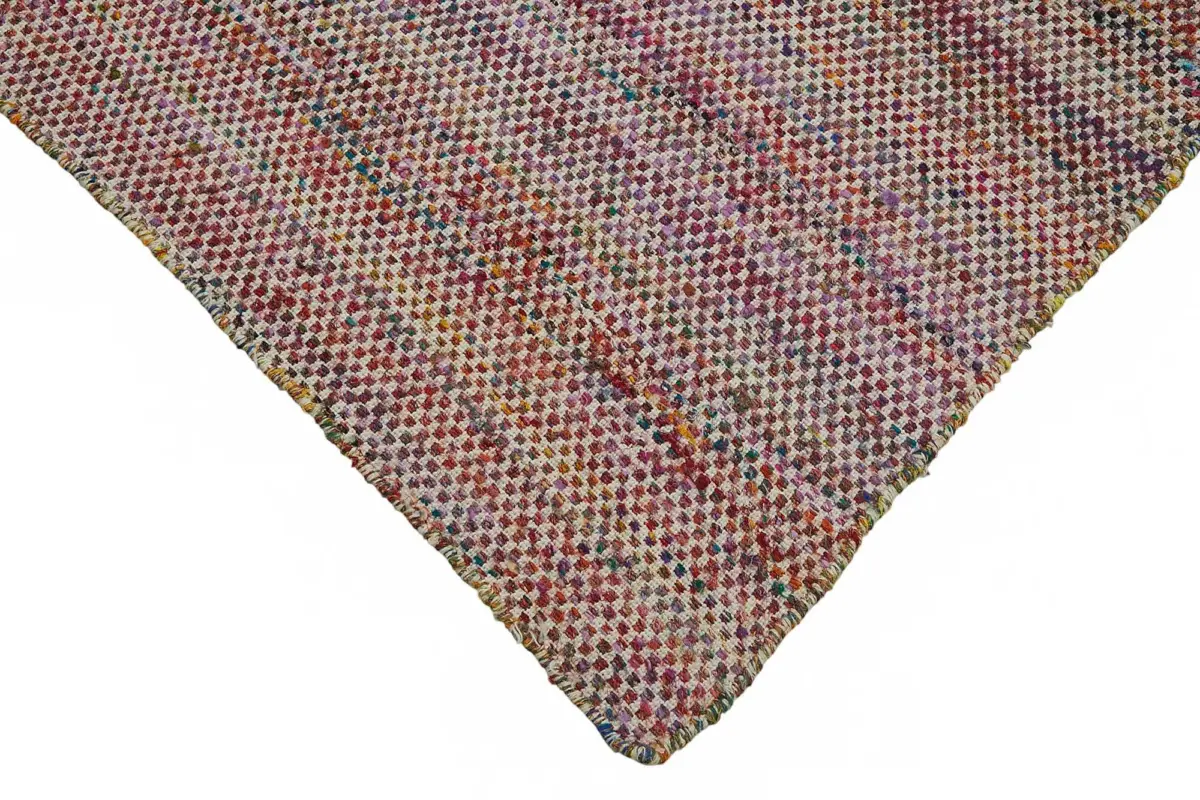 İskandinav Kırmızı Modern Dizayn Pamuk Üzerine Yün El Dokuma Halı-236x298 - Görsel 4