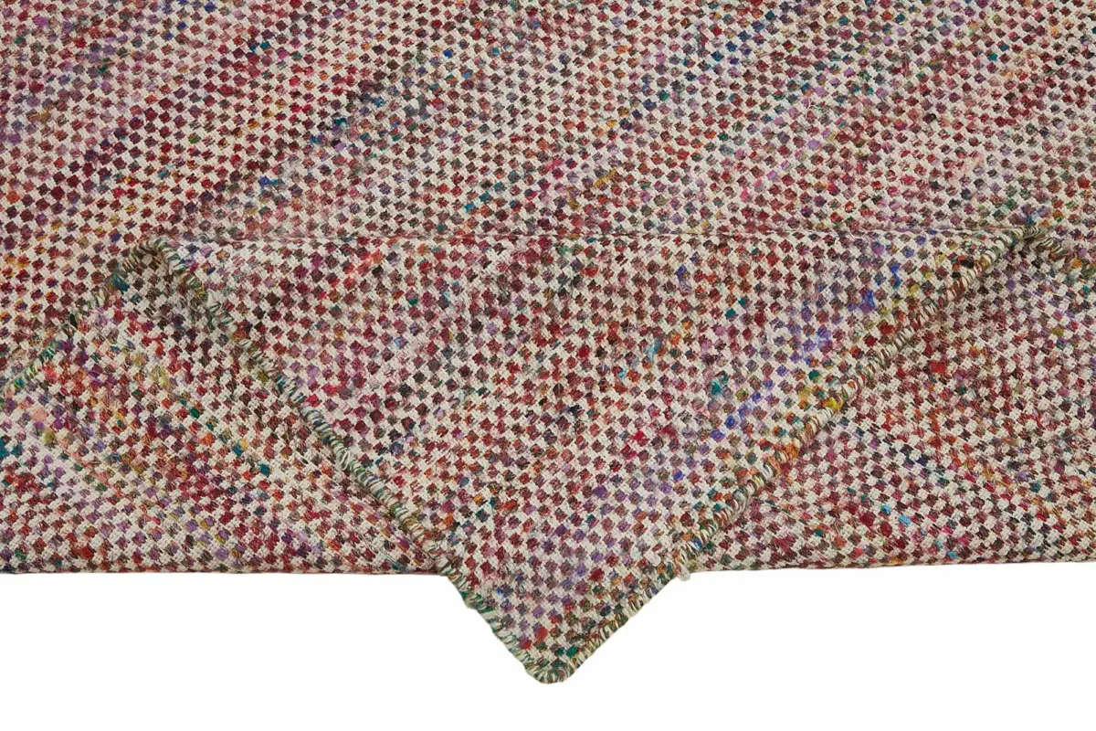 İskandinav Kırmızı Modern Dizayn Pamuk Üzerine Yün El Dokuma Halı-236x298 - Görsel 6