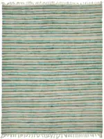 İskandinav Multi Renk Çizgili Pamuk Üzerinde Yün El Dokuma Halı-241x301