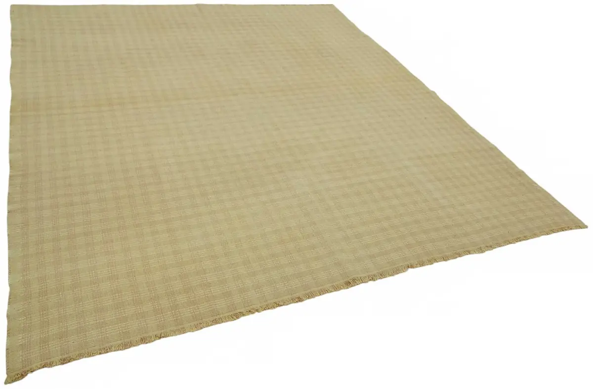 İskandinav  Sarı Modern Dizayn Pamuk Üzerine Yün El Dokuma Halı-235x276 - Görsel 2