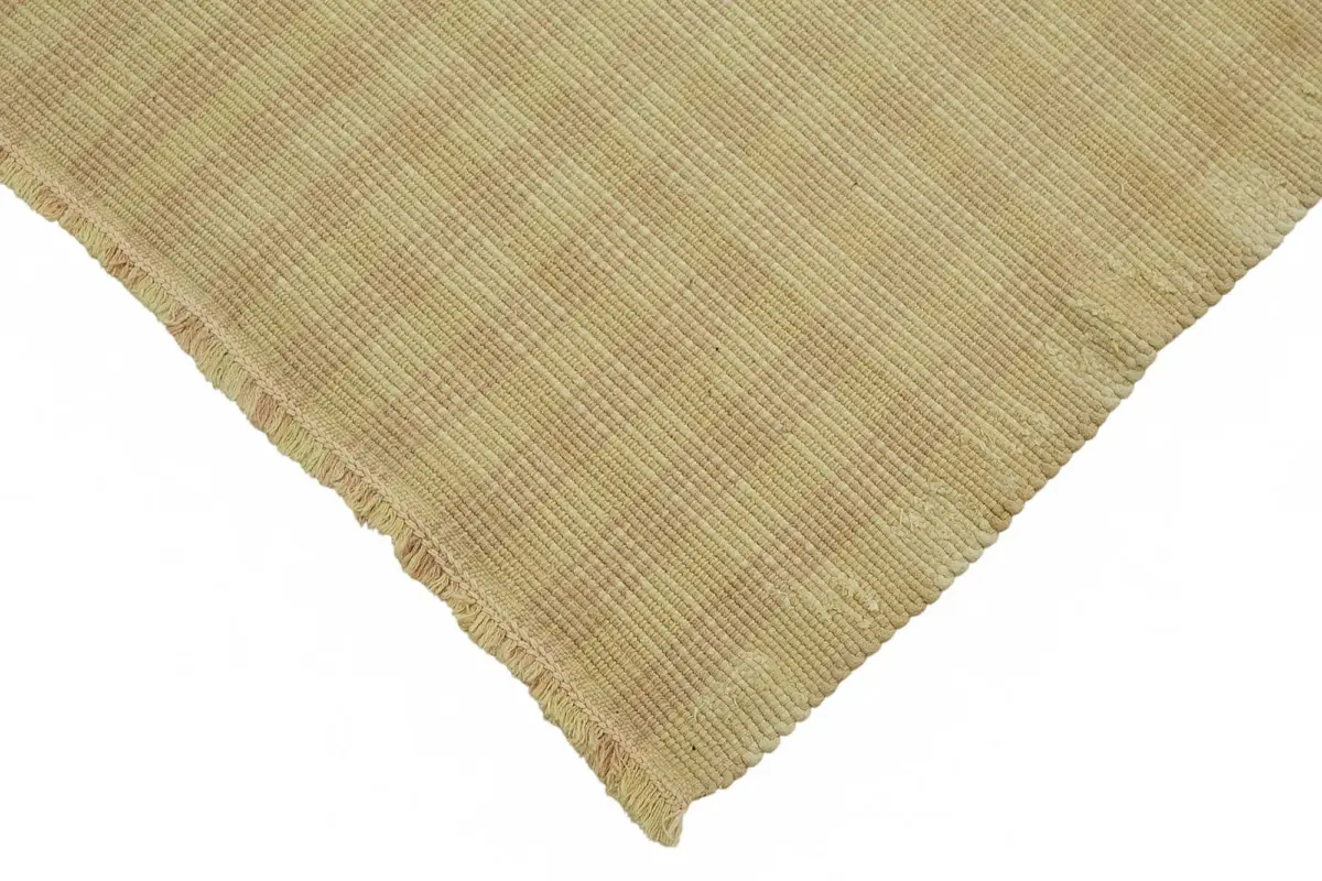 İskandinav  Sarı Modern Dizayn Pamuk Üzerine Yün El Dokuma Halı-234x265 - Görsel 4