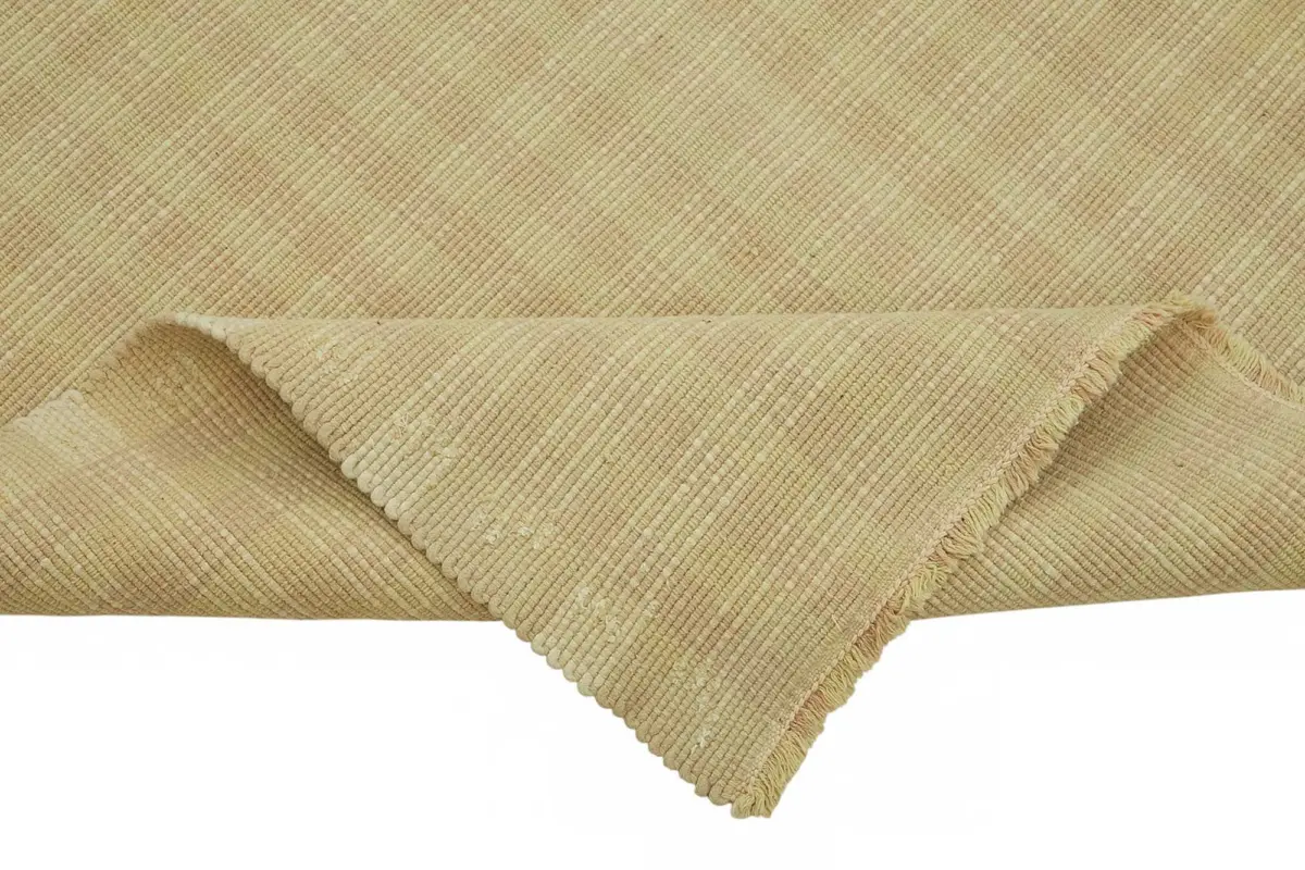 İskandinav  Sarı Modern Dizayn Pamuk Üzerine Yün El Dokuma Halı-234x265 - Görsel 6