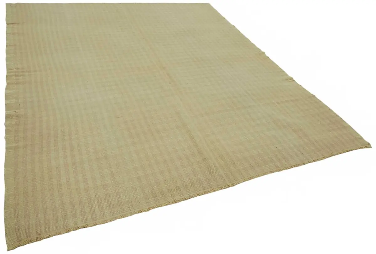 İskandinav  Sarı Modern Dizayn Pamuk Üzerine Yün El Dokuma Halı-234x276 - Görsel 2